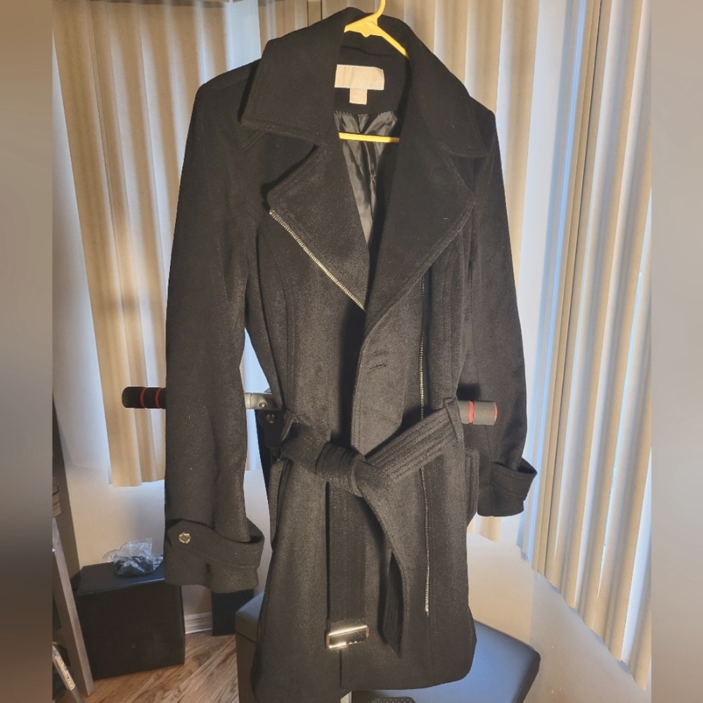 MICHAEL KORS BLACK WOOL COAT